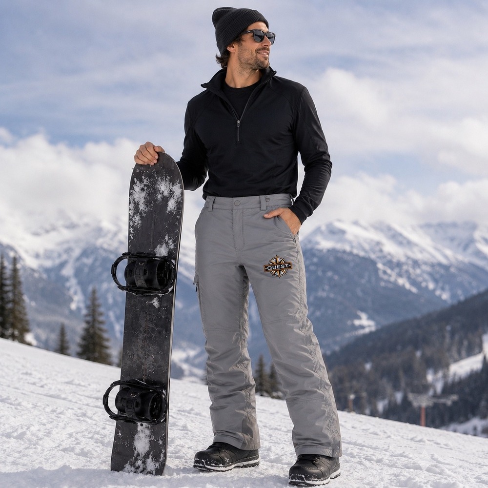Quest Mens XL Gray Insulated Snow Pants Ski Snowboard Nylon Utility